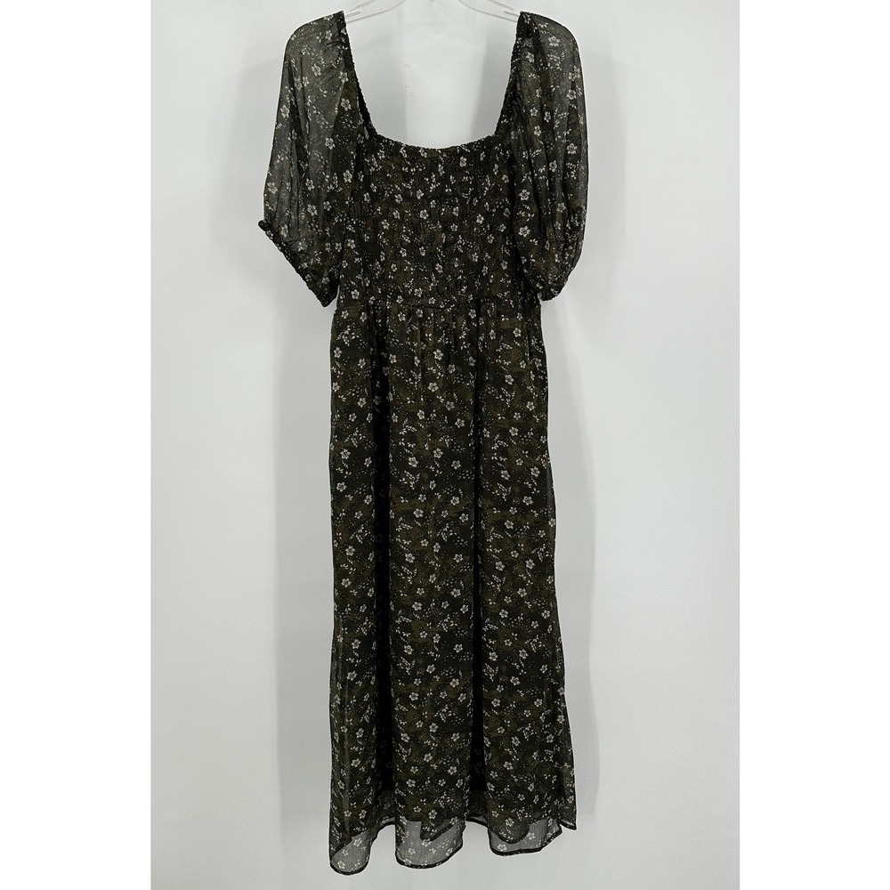 Old Navy Womens Dark Floral Cottagecore Prairie Maxi Day Dress Size L Milkmaid